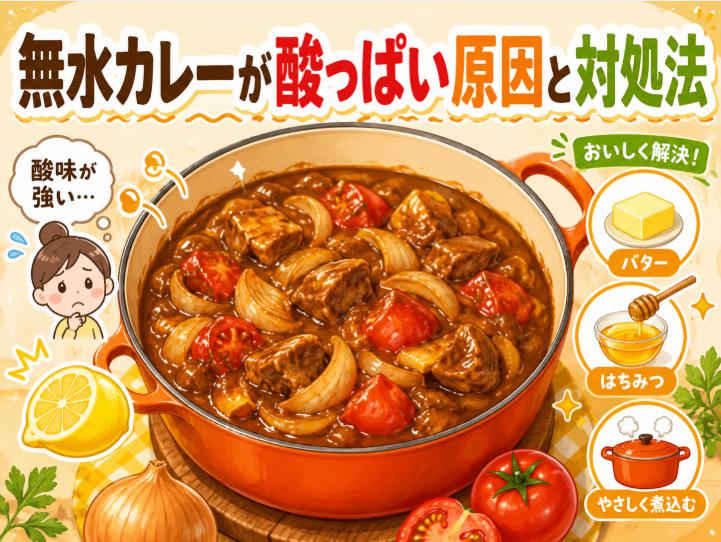無水カレーが酸っぱい原因と対処法|失敗しない調理のコツ